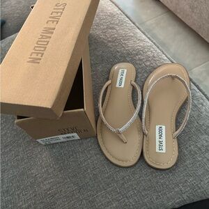 Steve Madden Tan Sandals with Rhinestone flip flops